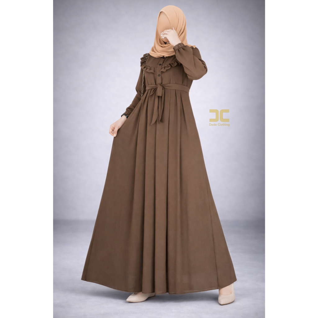 Gamis Wanita Polos Elegan – Jumbo Adem Busui Friendly, Dress Hitam Panjang Kekinian Slim Look