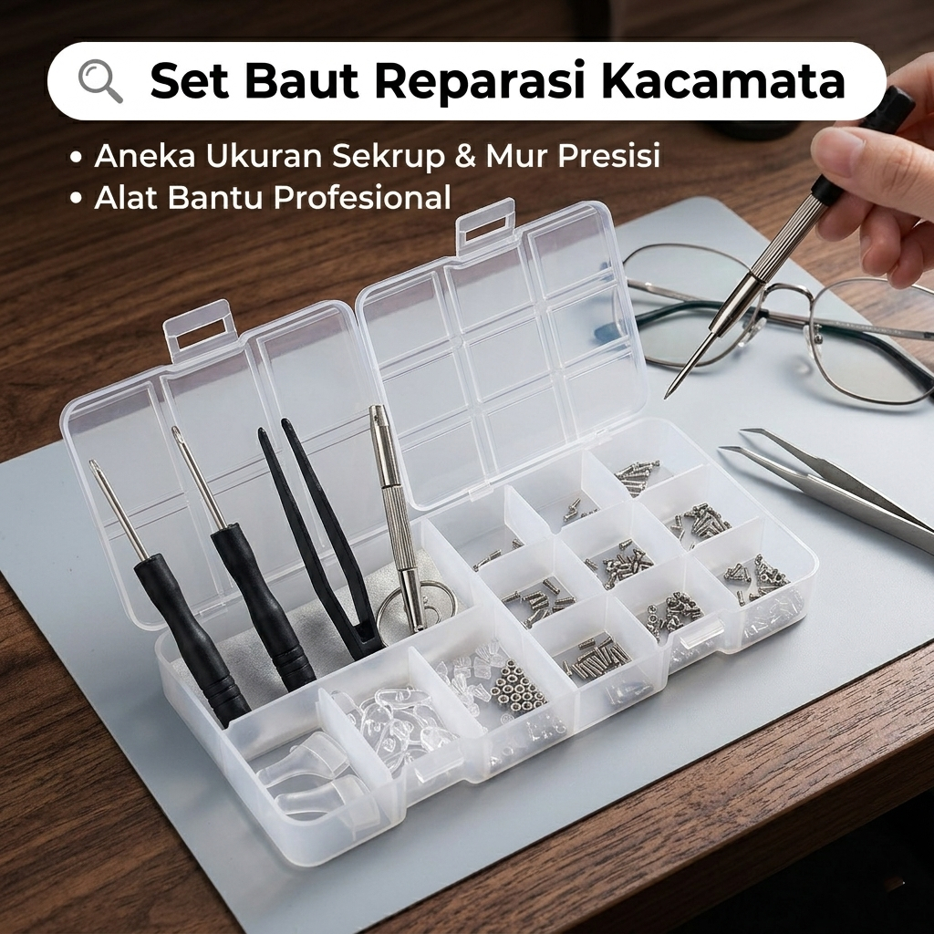 PAKET SET TOOL KIT Baut Mur Obeng Pinset dan Bantalan Reparasi Perlengkapan Kacamata EYE GLASS Sungl
