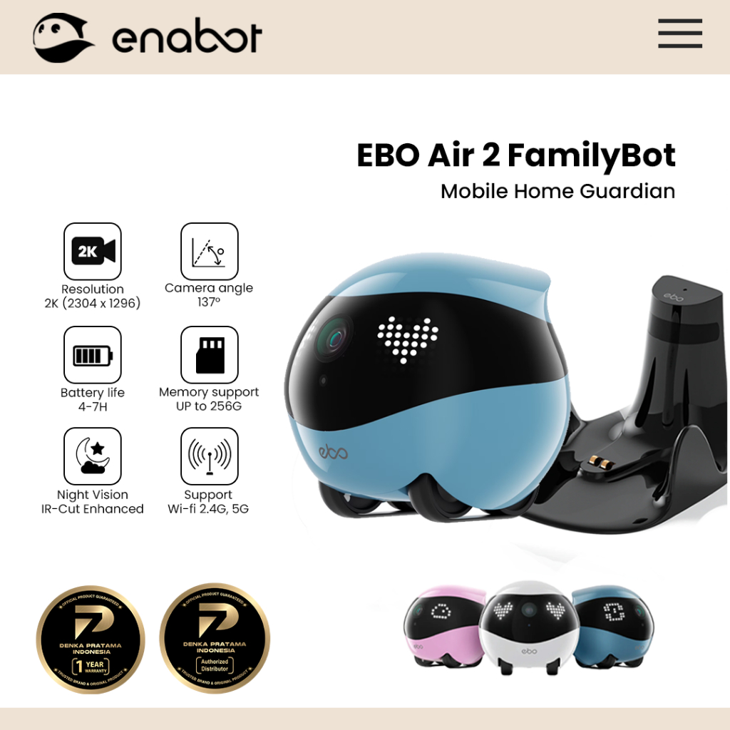 Enabot - ebo air 2 familybot - 2k smart cctv camera