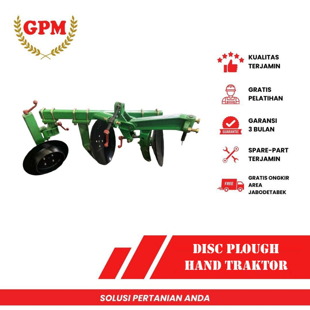 Disc Plough 2 Mata Singkal / Bajak Piringan Cakram Parabola untuk Traktor Tangan Roda 2