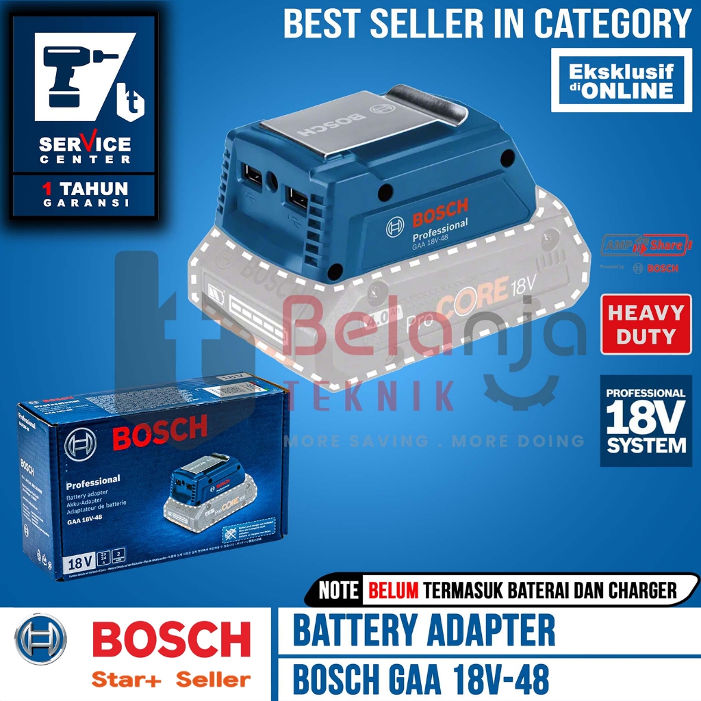 Adaptor Multifungsi Charger Bosch GAA 18V-48 Portable Charger Adaptor PRO GAA 18V-48 USB
