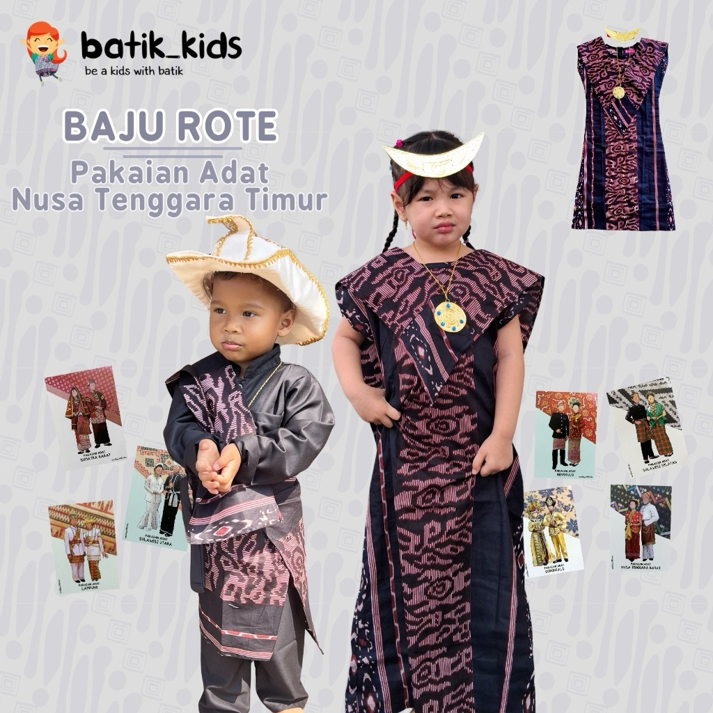 BATIK KIDS Pakaian Tradisional NTT Baju Adat NTT songket tenun Beraksesoris Lengkap
