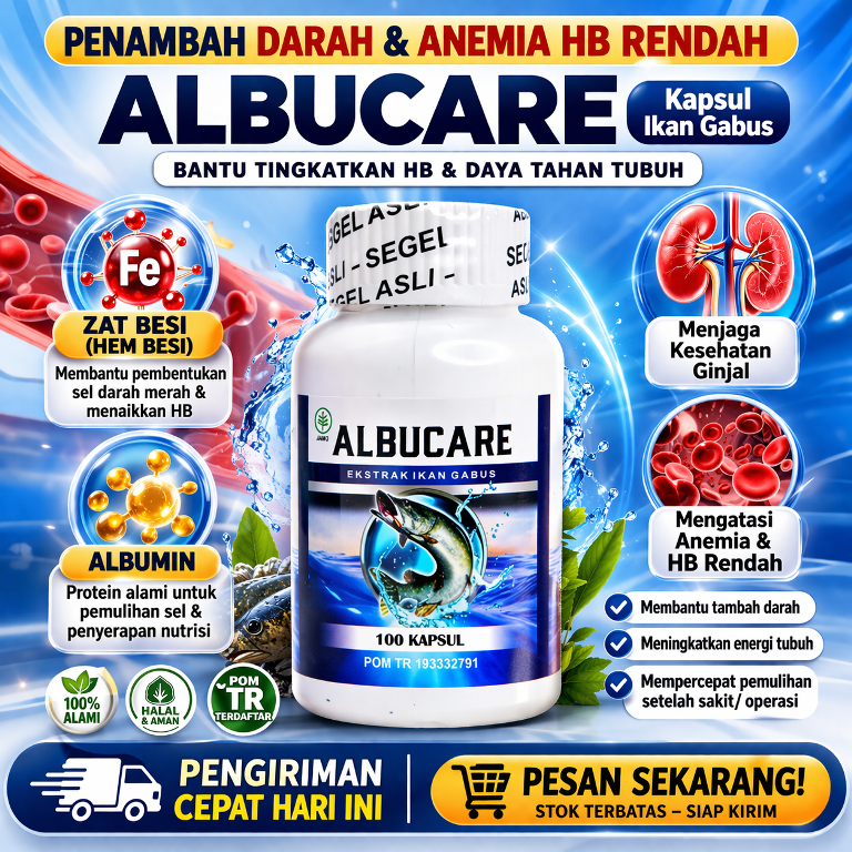 Obat Anemia untuk Pasien Gagal Ginjal Kronis Suplemen Penambah Darah HB Rendah ALBUCARE Kapsul Ikan 