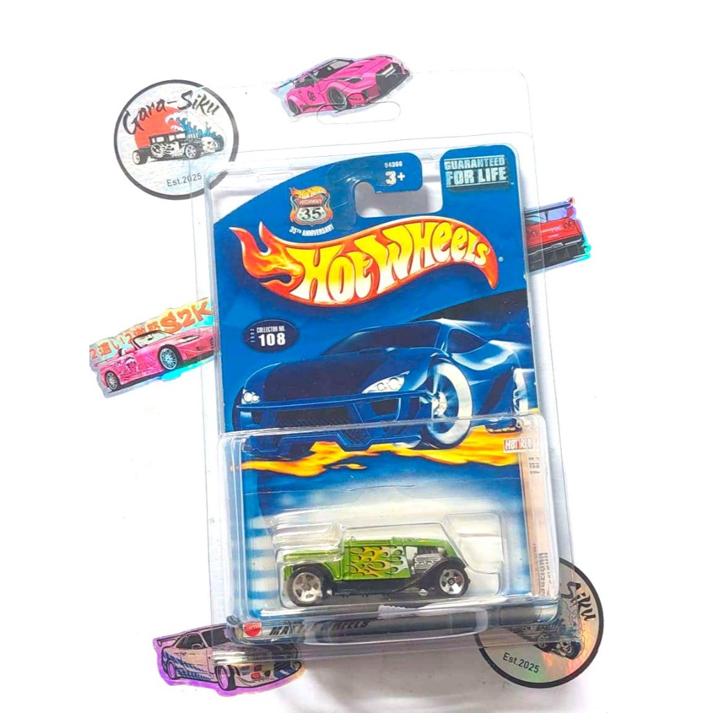 Hot Wheels Bluecard HOOLIGAN HIJAU COLLECTOR NO 108 HIGHWAY 35 2002 RARE FREE PROTEKTOR