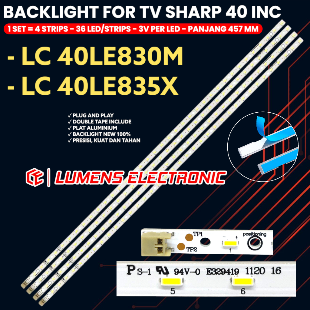 BACKLIGHT TV SHARP 40 INCH LC-40LE830M LC-40LE835X SLED_2011SSP40_36_GD_REV0 - 40LE830 40LE835 BL
