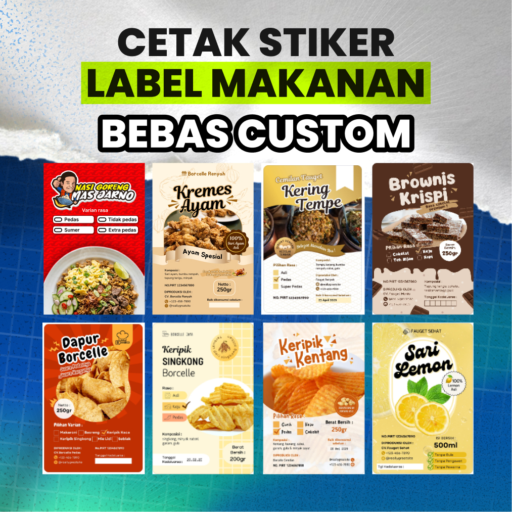 Cetak Stiker Label Makanan Custom | Cocok untuk Jualan, Snack, Kue, Frozen Food DLL