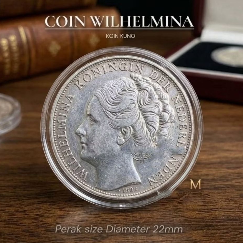 Koin Perak Silver Kuno dari Wilhelmina Nederland, berat 2 1/2G. Tersedia dalam tahun 1930, 1933, 194