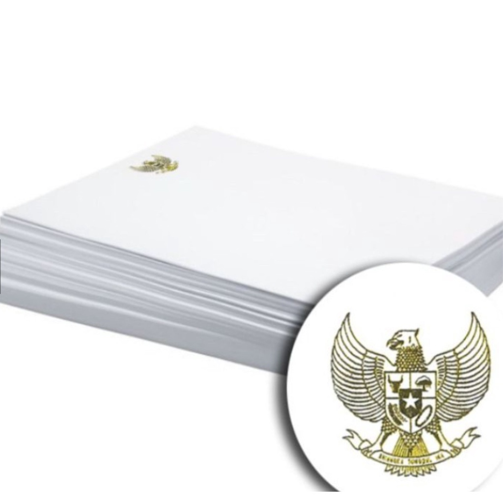 (UKURAN A4) ECERAN ISI 50 LEMBAR  kop surat logo Garuda foil emas bahan HVS 80 gsm
