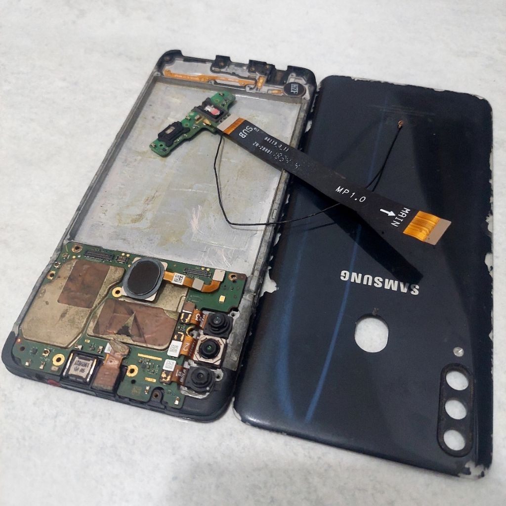 Samsung A20s Mesin/Kamera/Flexible Board Charger/Frame/Backcover/Sidik Jari Original Copotan Pabrik