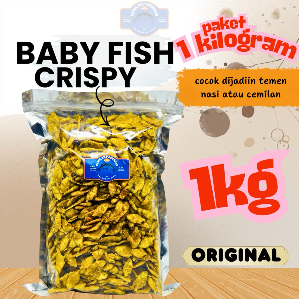 Baby fish crispy 1kg original ikan petek/pepetek renyah murah cemilan kriuk wader