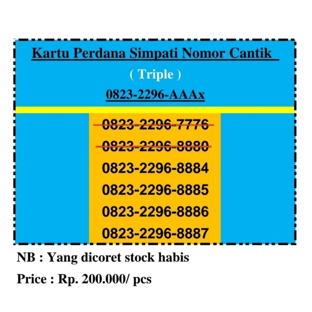 Kartu Perdana Sim Card telkomsel nomor cantik pilihan