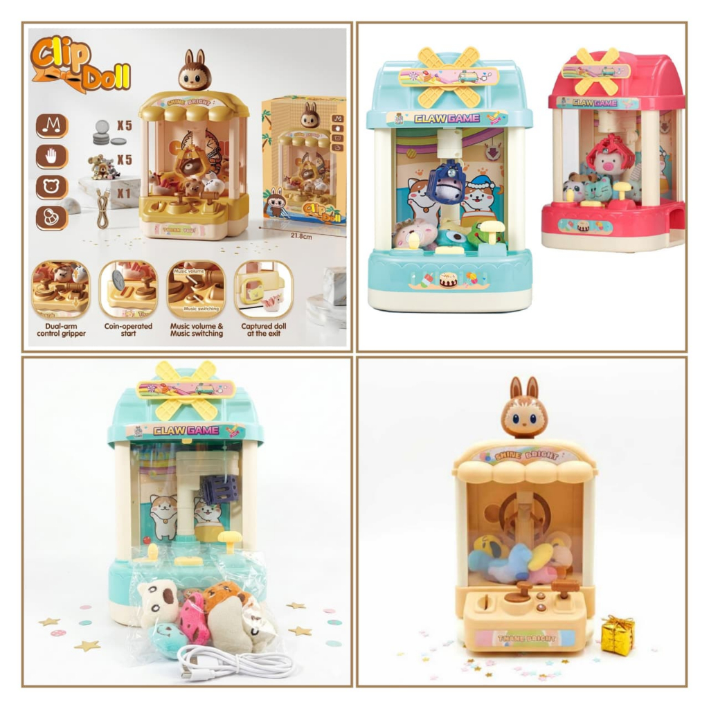 Dtoyz-Mainan Anak Claw Capit Doll Mainan Mesin Capit Boneka Seru Mainan Capit Capit Boneka Mini