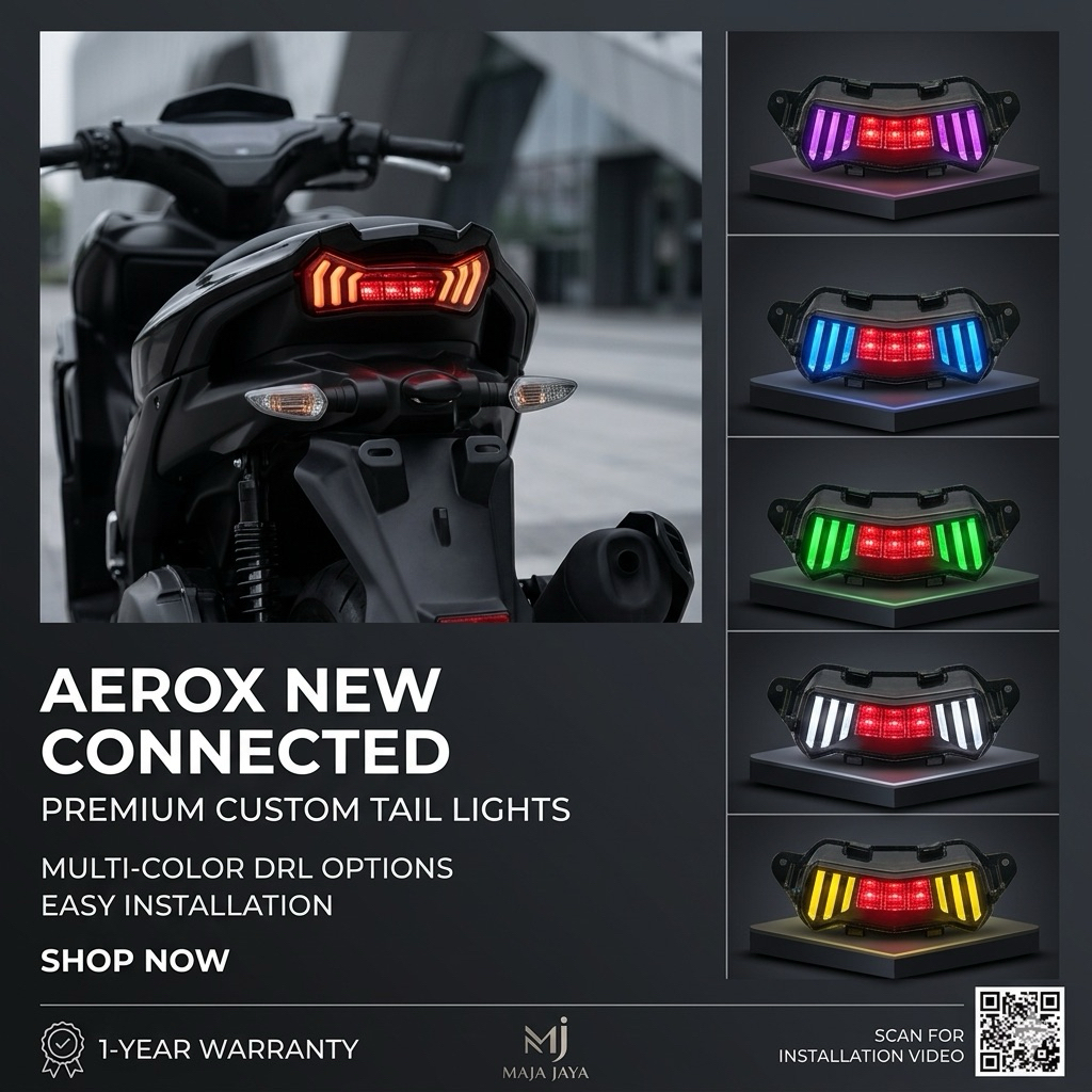 Lampu Stoplamp Aerox 155 Connected New Stoplamp Aerox New 7 in 1 RGB Shark power