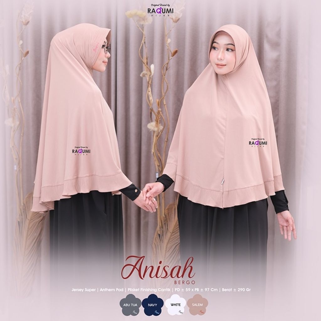 Anisah Bergo Hijab Jersey Mix Plisket Raqumi