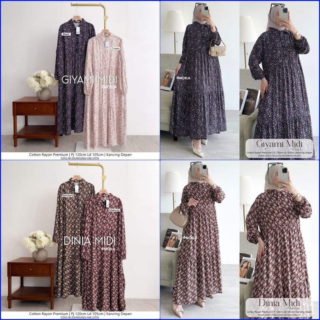 MIWERA/GIYAMI/DINIA/ MIDI DRESS RAYON MAXY MOTIF BY MOELA