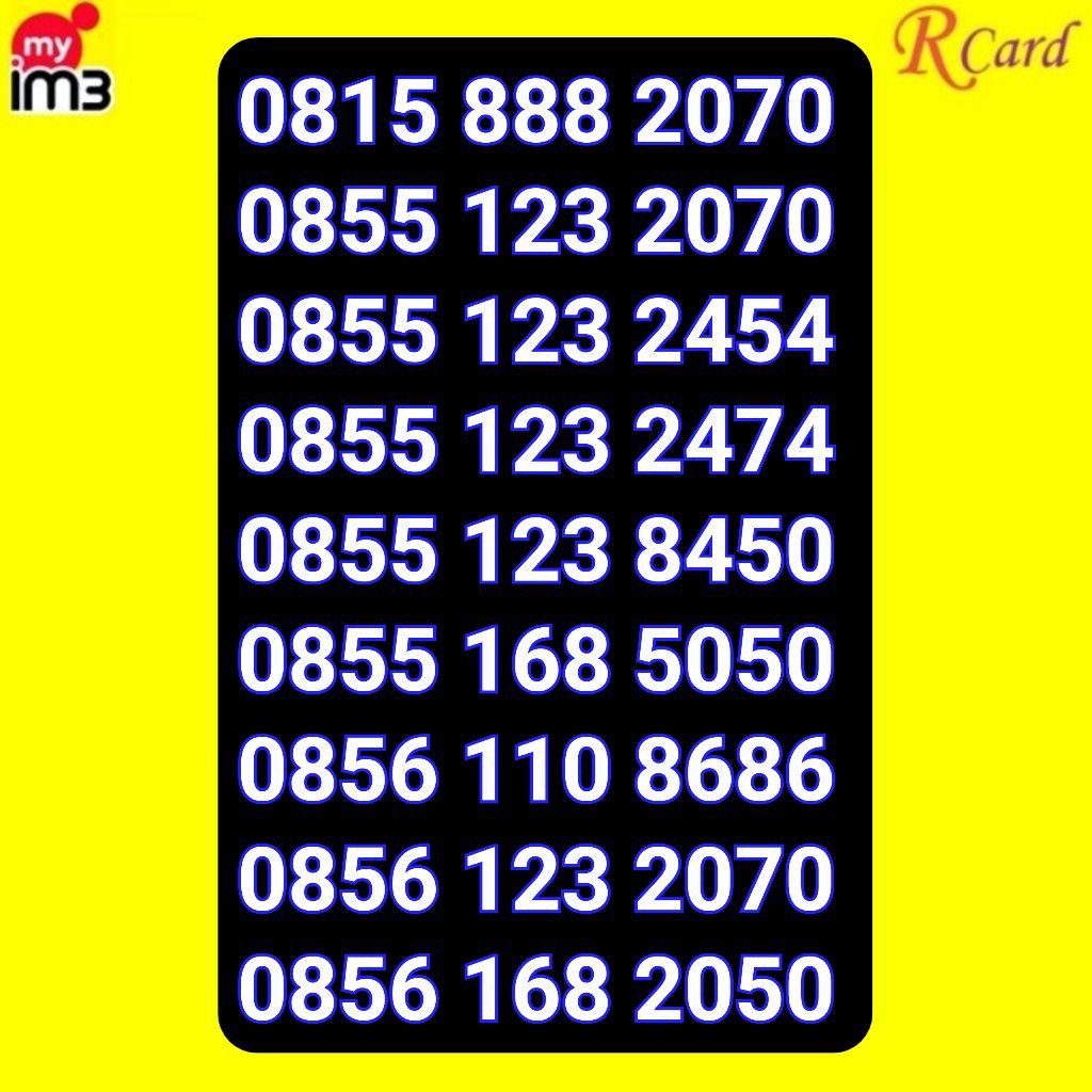Perdana Nomor Cantik Indosat im3 11 digit ilufa ROJO ROSO 888 168 2050 123 2070 2454 2474 8450 5050 