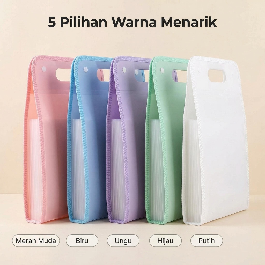 Tas File Handle Tas Dokumen A4 Folder Map Warna Transparan Anti Air Multi Layer 13 Sekat Kerja Docum