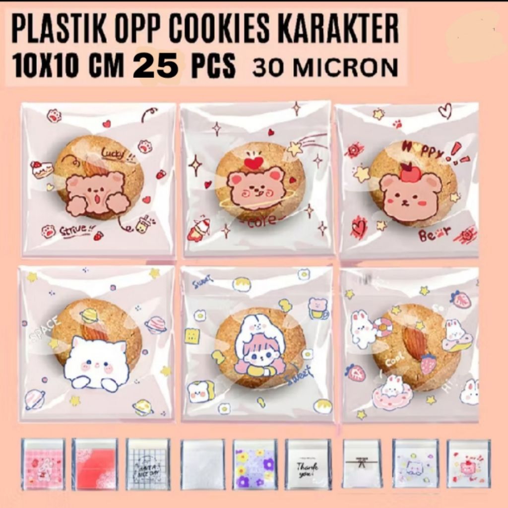 Plastik cookies 10x10 25pcs / plastik opp karakter / plastik motif kue