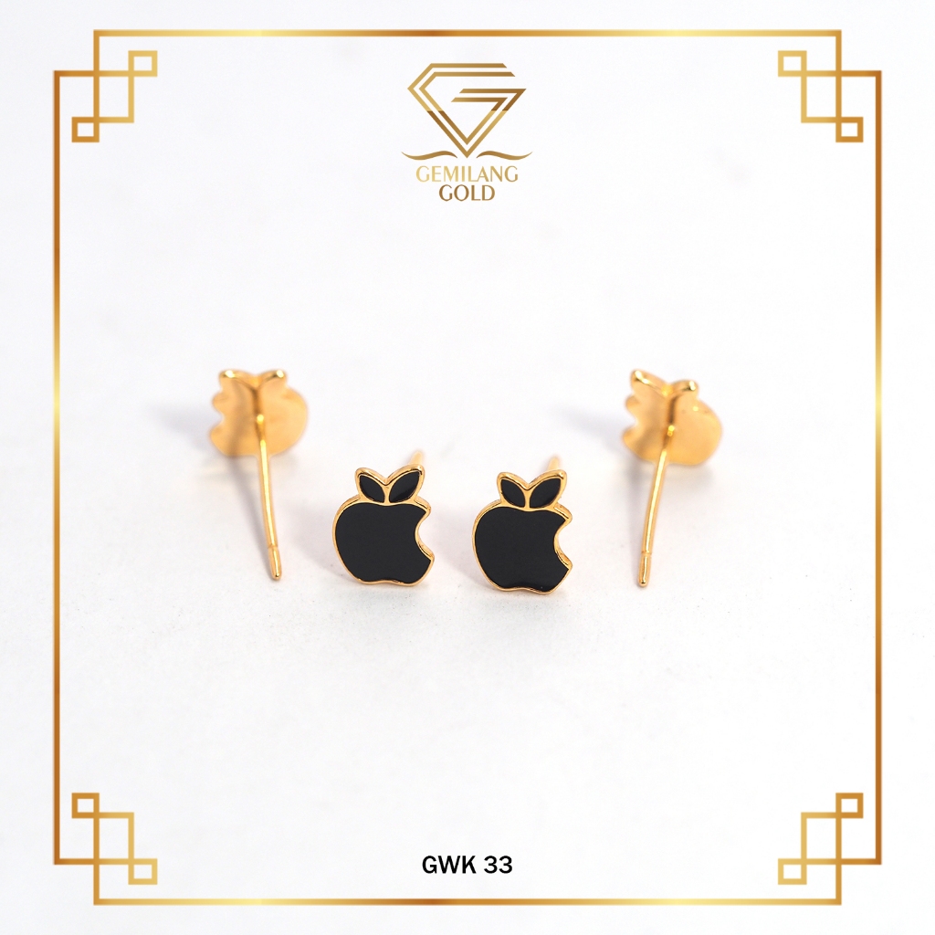 Anting Emas Apple Giwang Apple Rose Gold Kadar 8K/375 Gemilang Gold ID (GWK 33)