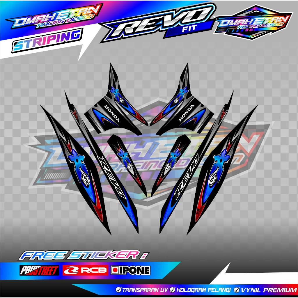STRIPING VARIASI HONDA REVO FIT - ARAI EDITION / STICKER LIST VARIASI MOTOR REVO FIT