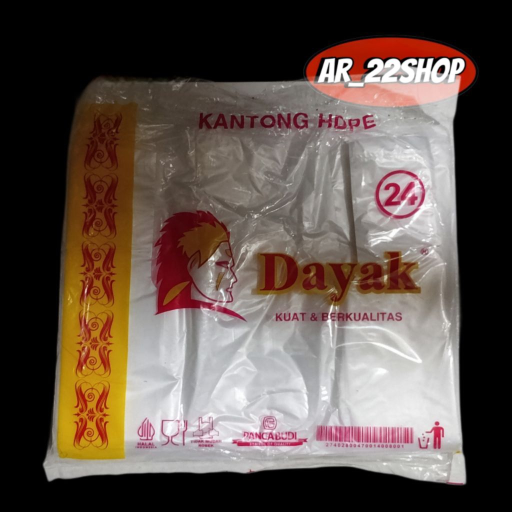 Kantong Plastik HD Bening Merk Dayak Ukuran 24