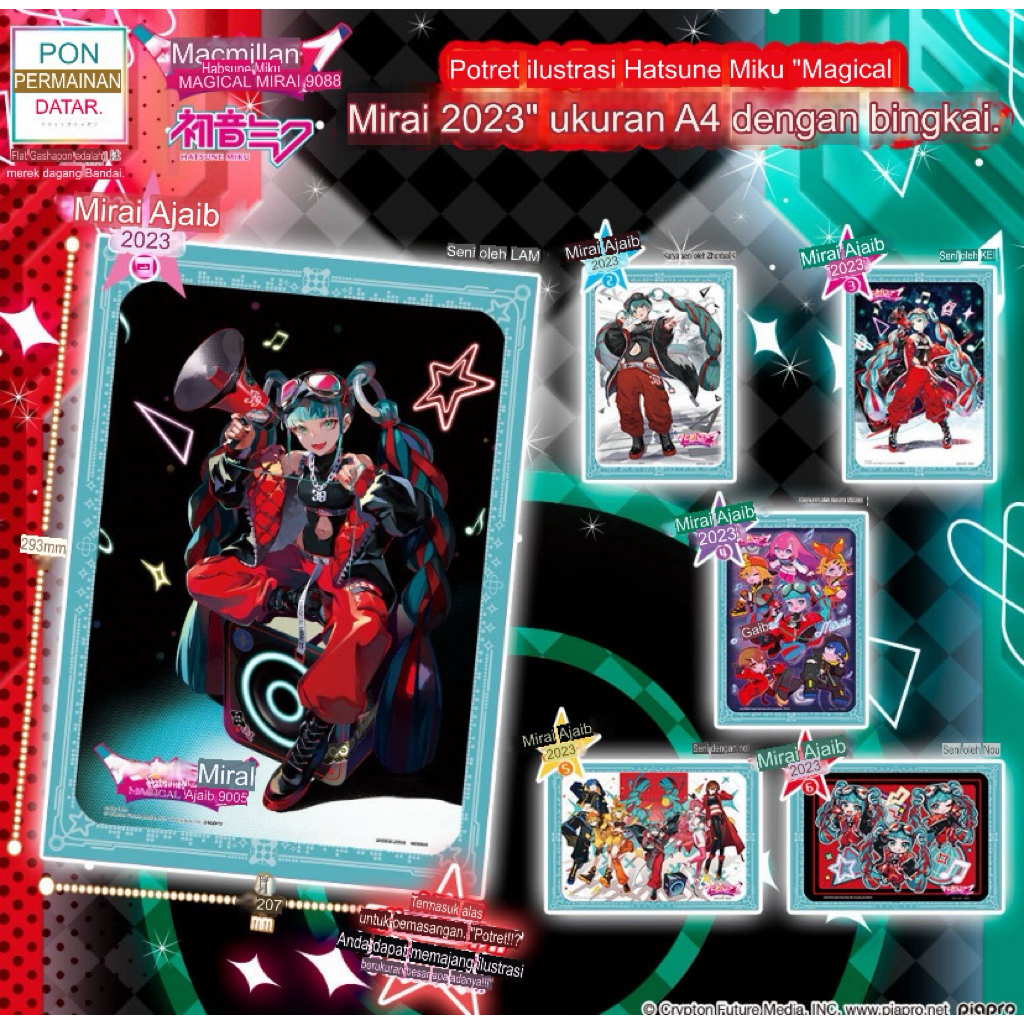 Flat gashapon Hatsune miku magical mirai 2023 capsul toys poster hatsune miku