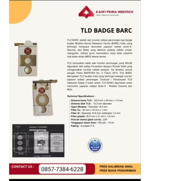 TLD BADGE BARC/ALAT RADIASI/PERORANGAN/RUMAH SAKIT/KLINIK/Nego Harga o85773846228