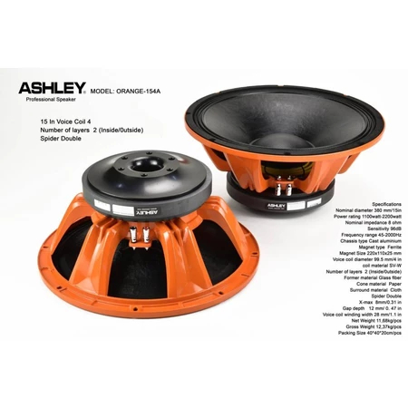 Speaker komponen ashley ORANGE 154A 15inch ORIGINAL