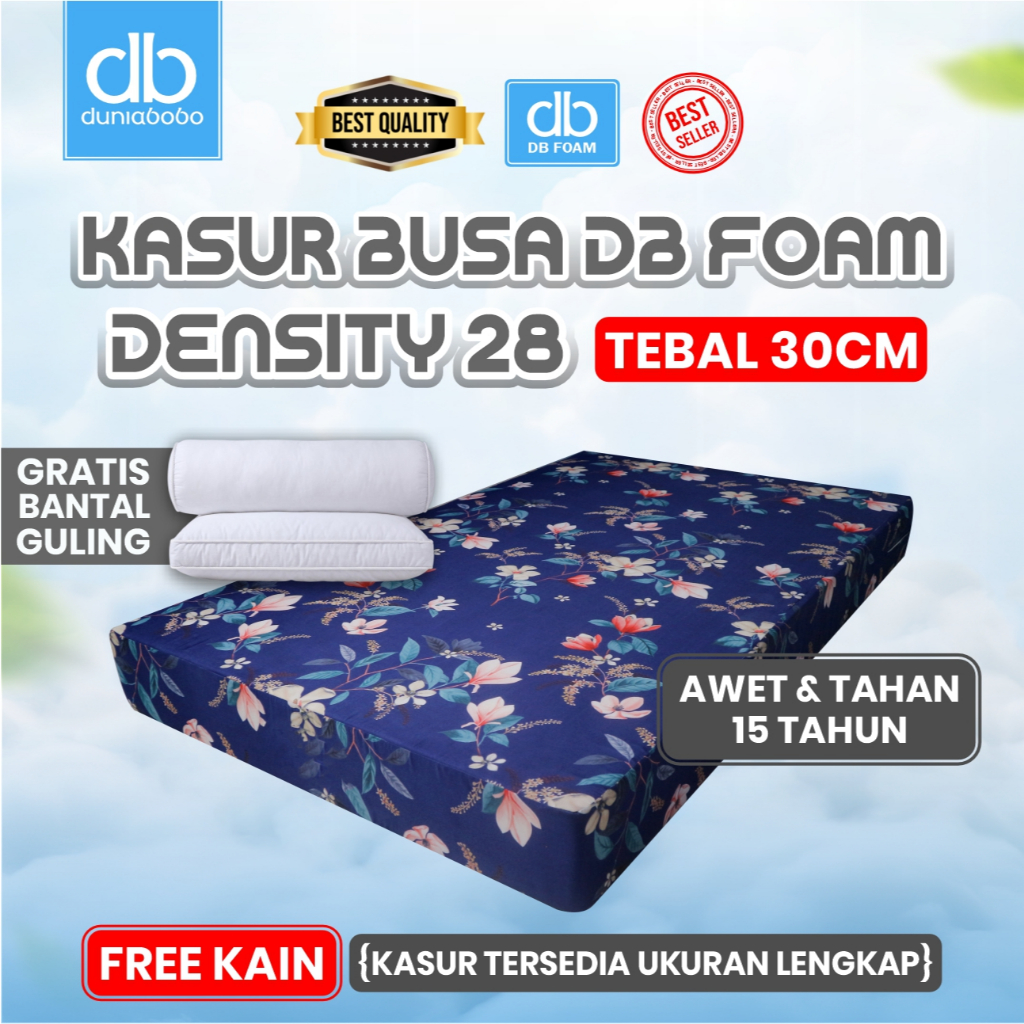 Kasur busa DB FOAM D28 Tebal 30cm (FREE BANTAL GULING) Ukuran 90x200, 100x200, 120x200, 140x200, 150