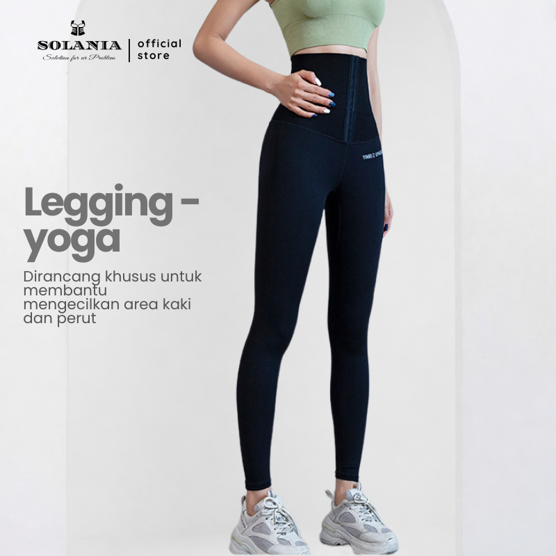 SOLANIA Korset Celana Pelangsing Pengecil Perut Buncit Legging Senam Shangpinwuhen Kancing Leging La
