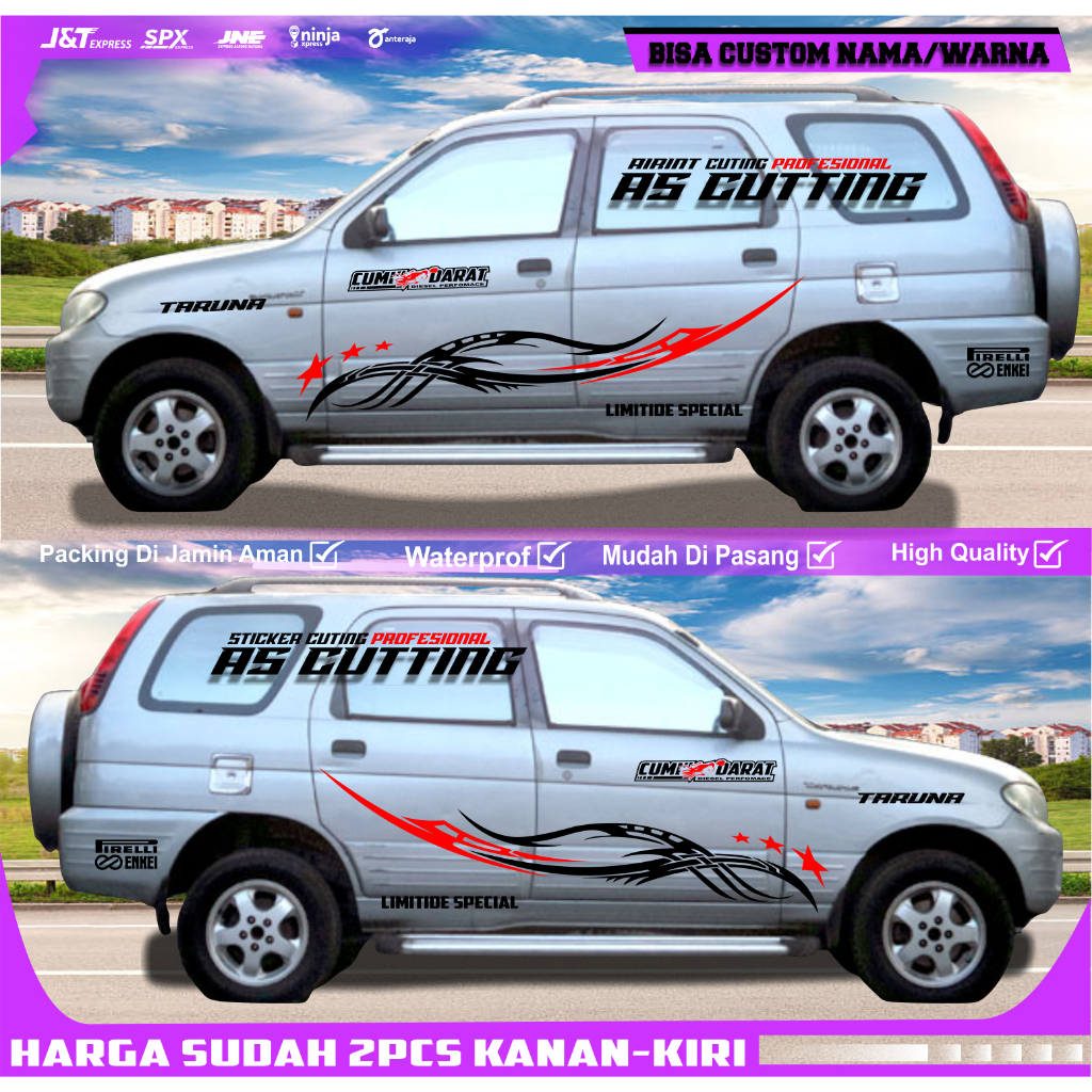 Cuting sticker mobil taruna motif tribal stiker body samping mobil daihatsu taruna