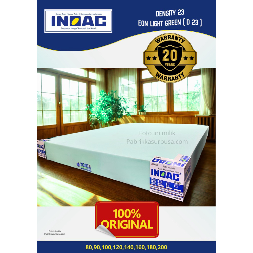 Kasur Busa INOAC DENSITY 23 , EON LIGHT GREEN 140x200x20 Original D23 Tebal 20cm GARANSI 20 Tahun D 