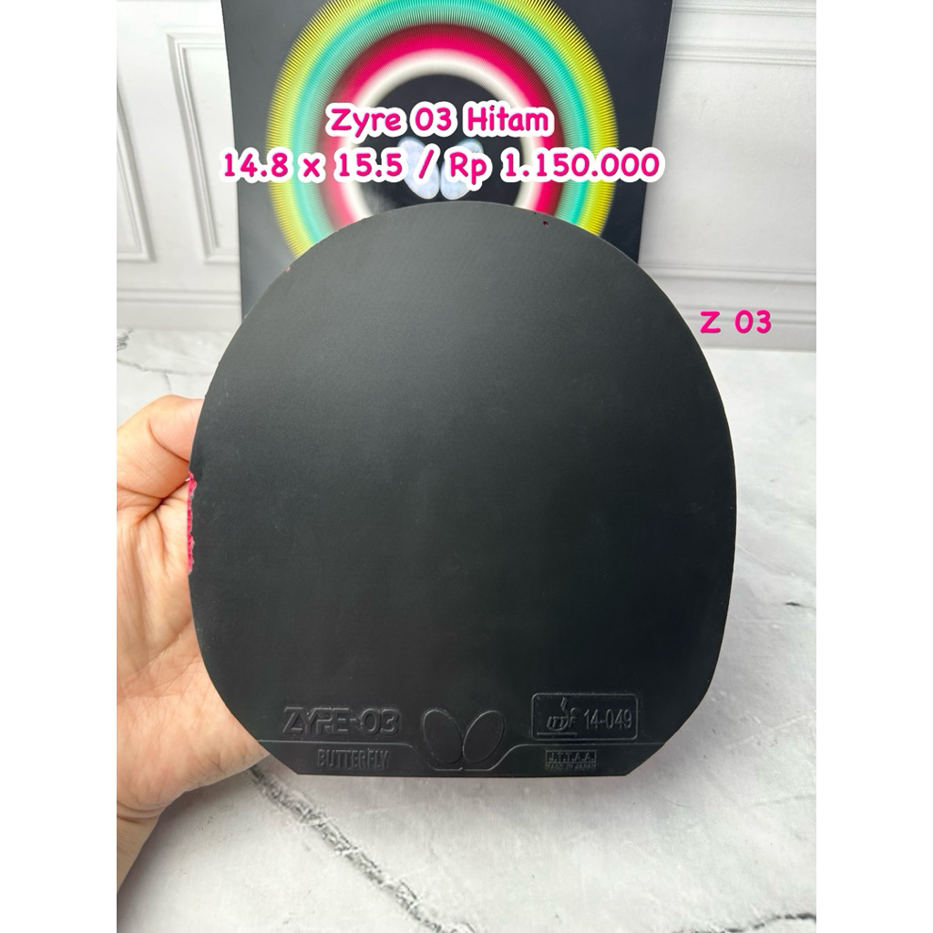 SECOND KARET PINGPONG TENIS MEJA BUTTERFLY ZYRE 03 WARNA HITAM ORIGINAL MARKET JEPANG