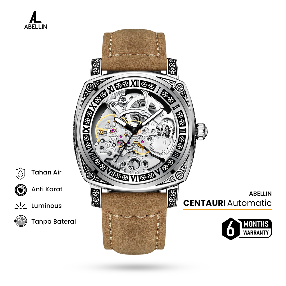 ABELLIN - CENTAURI Automatic - Jam Tangan Pria Mechanical Otomatis Cowok Kulit Asli Stainless Fashio