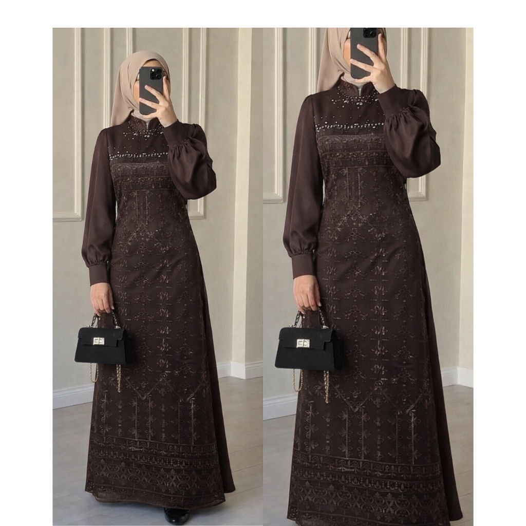 Manda Spesial Gamis Dress Premium Brokat Satin Velvet Premium