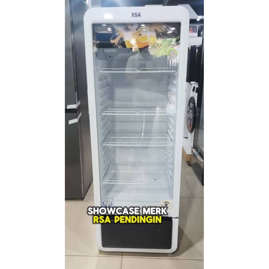 Rsa showcase display cooler 240 liter ruby-240 4 rak no frost system lemari es minuman kulkas 1 pint