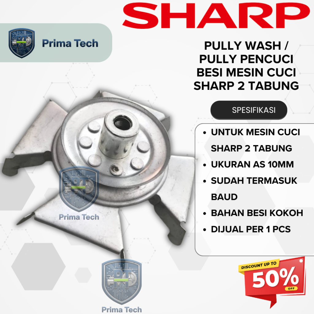 Pully Wash Besi Cakram Dinamo As 10mm Untuk Mesin Cuci Sharp 2 Tabung