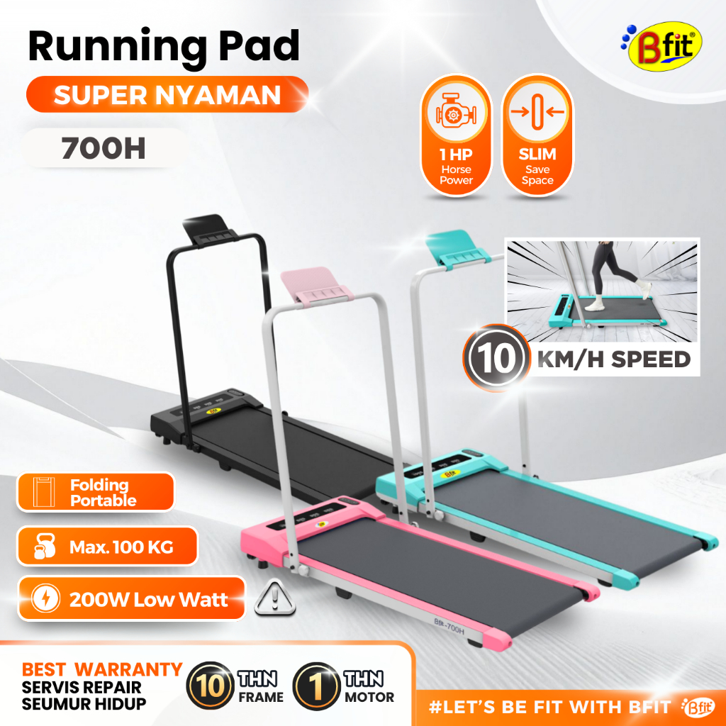 BFIT Running Pad 700H Walking Pad Treadmill Elektrik Listrik Lipat Portable Low Watt