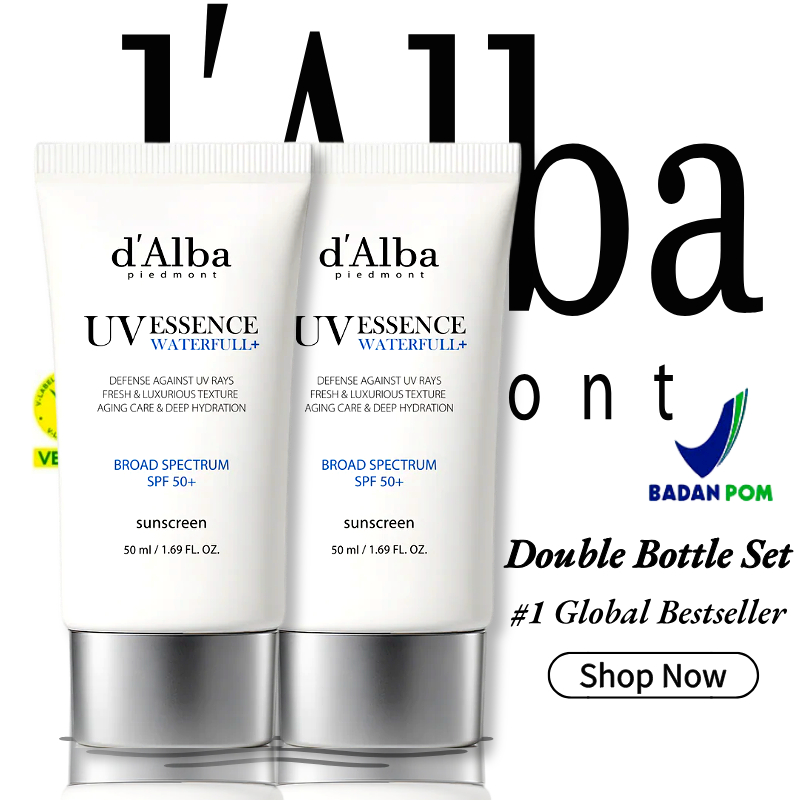 2PCS -d'Alba- Waterfull Essence Sunscreen SPF 50+ PA++++ 50mL