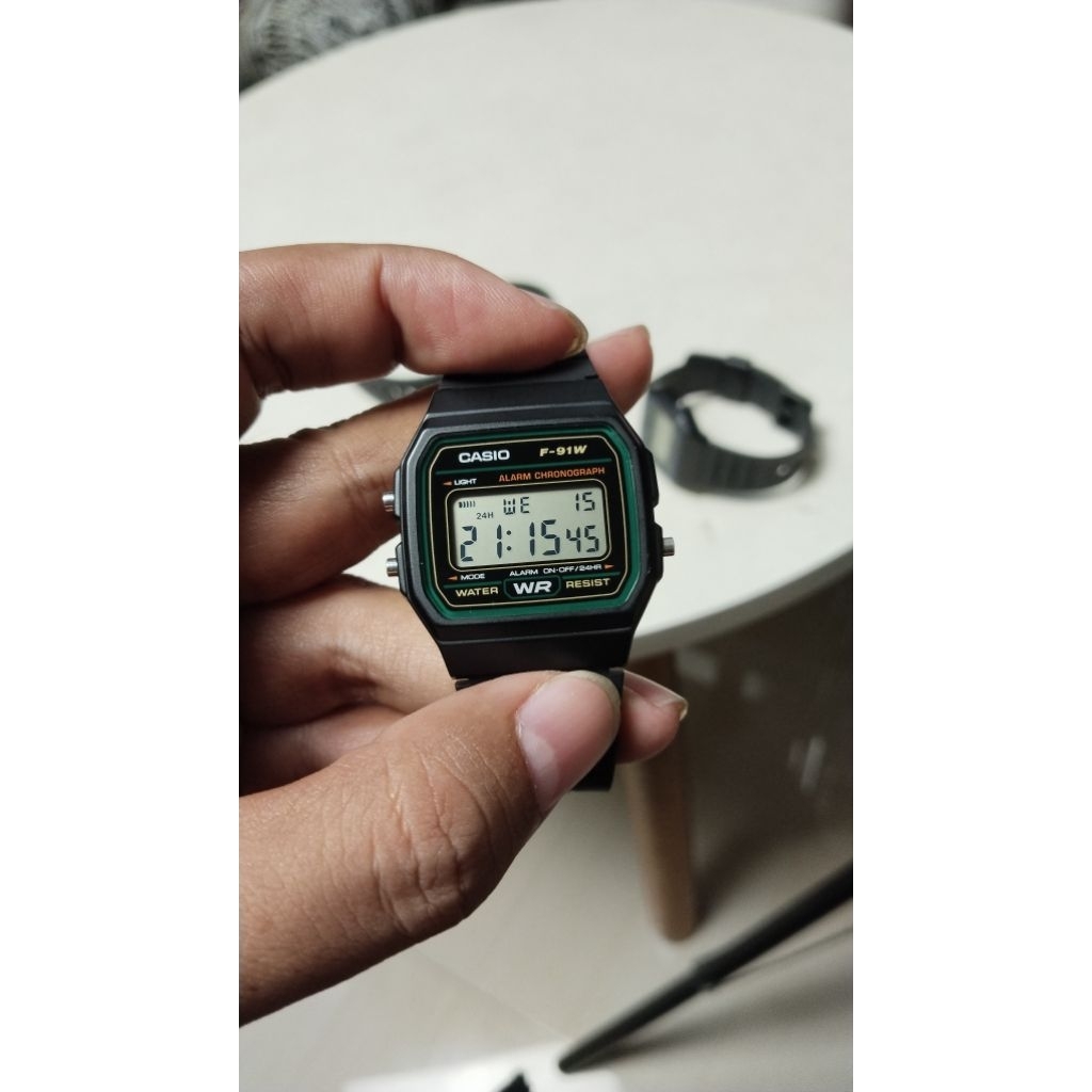Casio F91W Green Hijau Second Bekas Mulus