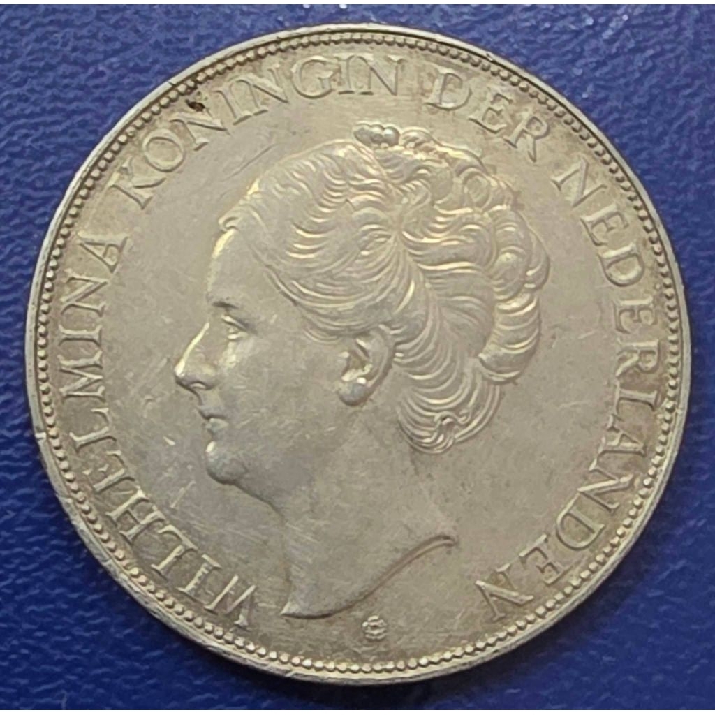 Koin Perak 2½ Gulden 1937 Wilhelmina (XF)
