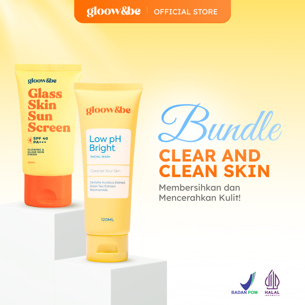 [STARTER PACK] Gloow&be Bundle Low pH Bright Facial Wash + Glass Skin Sunscreen — Membersihkan |  | 