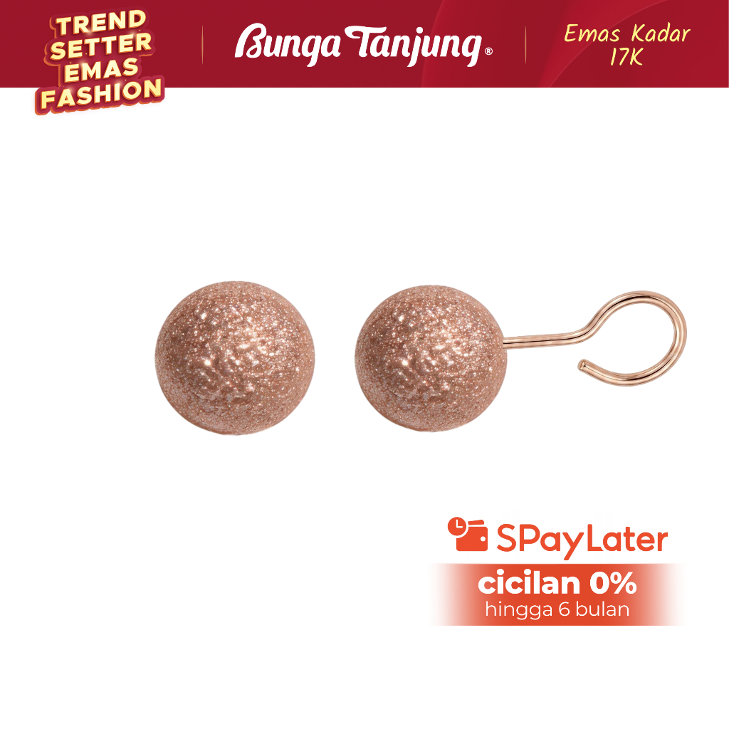 ANTING TAUGE BOLA SHIMMER - EMAS 17K - BUNGA TANJUNG GOLD
