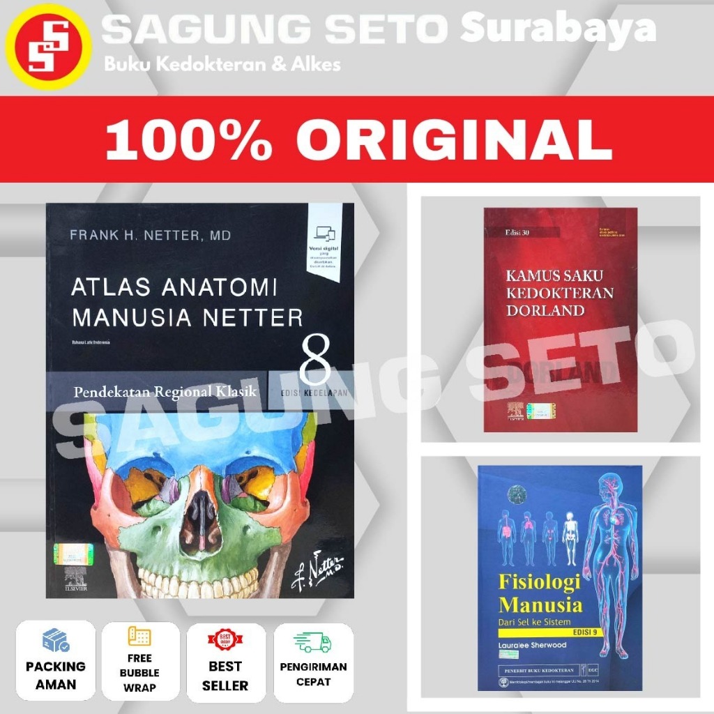 PAKET BUKU NETTER ATLAS ANATOMI, FISIOLOGI SHERWOOD, KAMUS SAKU DORLAND / PAKET BUKU MAHASISWA BARU