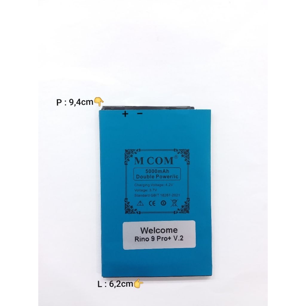 Baterai M COM Double Power Welcome Rino 9 Pro+ V.2