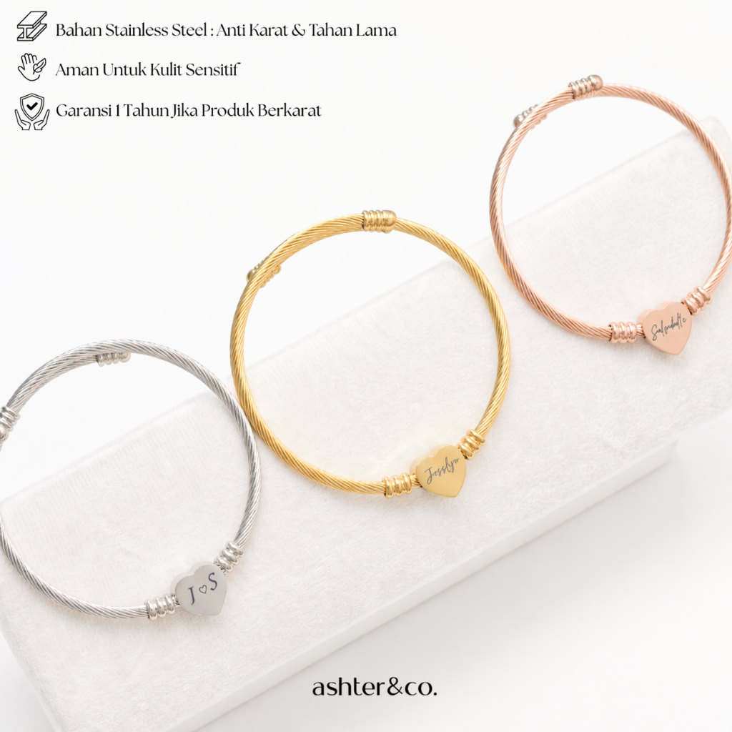 Ashter&Co - Engraveable Kaitlyn Bangle - Bangle  Custom Ukir Nama Titanium