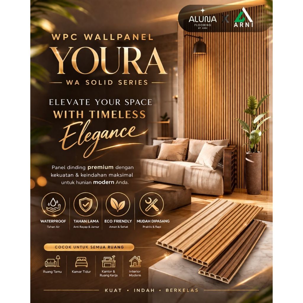 WPC WALLPANEL YOURA WA SOLID SERIES | WallPanel Motif Kayu | Dekorasi Dinding Motif Kayu | Dekorasi 