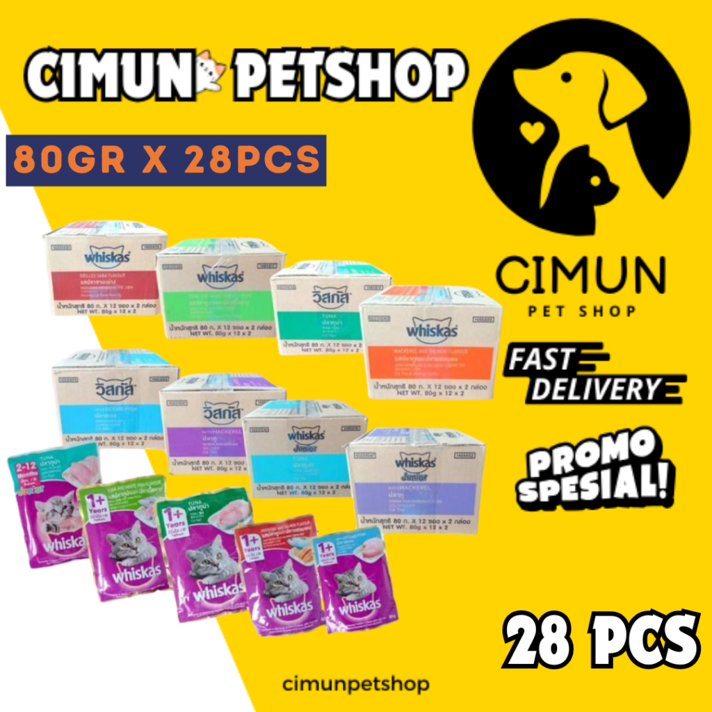 Whiskas Pouch 1 DUS ( isi 28 ) Kitten & adult ALL VARIANT
