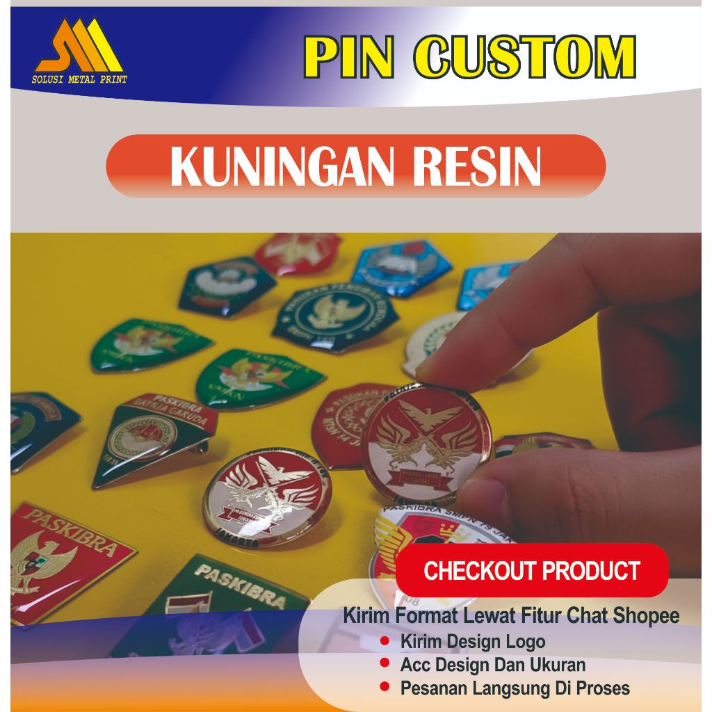 Solusi Metal | Pin Custom Kuningan Resin |Pin Steinless | Pin Allumunium Custom Resin | Enamel |Pin 