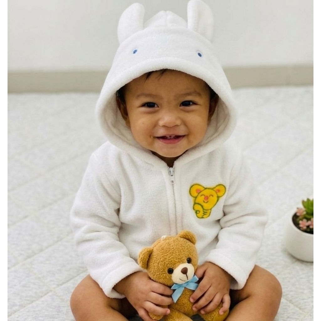 Jaket Bulu Bayi Sweater Bayi Hangat Jaket Hangat Bayi  Kupluk Modek Kuping Kelinci, Laki Laki Dan Pe